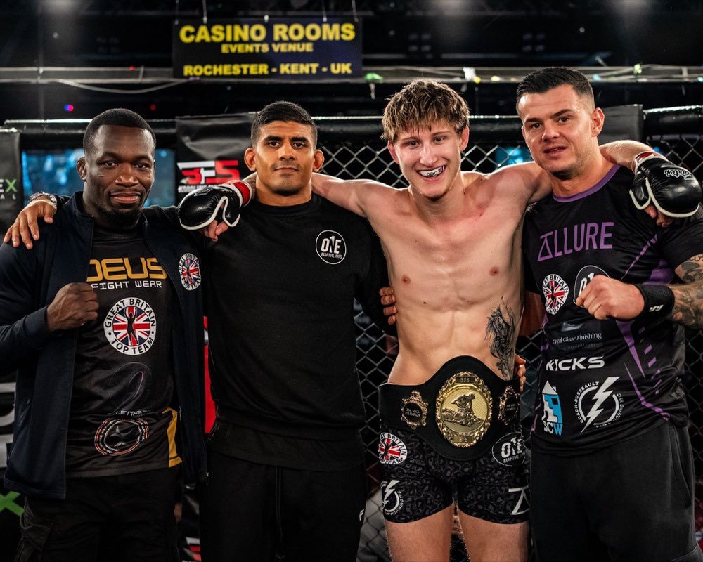 One Martial Arts fighter with a championship belt